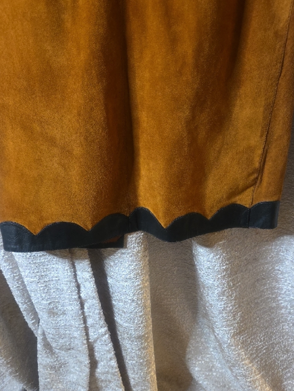 Women's Suede Blazer & Skirt Set in Rich Brown with Black Trim - Picture 9 of 12